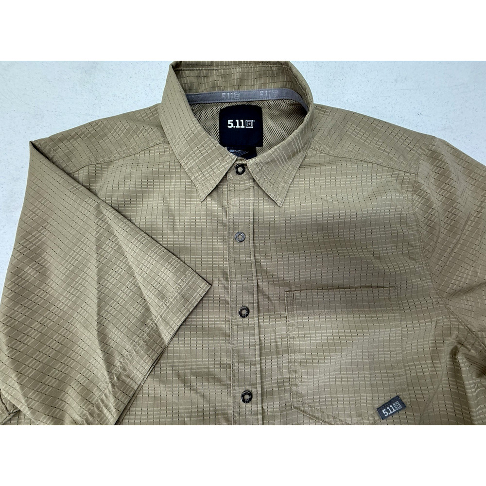 5.11 Tactical Men's Small Brown Polyester Casual Short Sleeve Snap Up Shirt